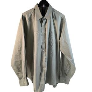 Pierre Cardin Mens Dress Shirt Sage Green Long Sleeve Button Down 18 36/37